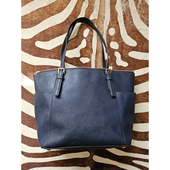 Michael Kors, Jet Set, Large Travel Tote Shoulder Bag Saffiano Leather, Blue - Picture 2 of 6